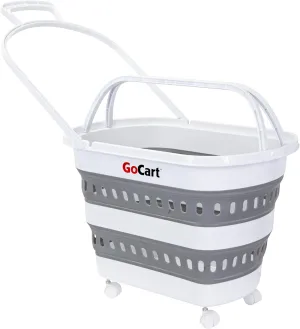dbest products Folding Gocart Collapsible Laundry Basket on Wheels Grocery Cart Shopping Foldable Pop Up Plastic Hamper Tote Handles Cesto para ropa sucia