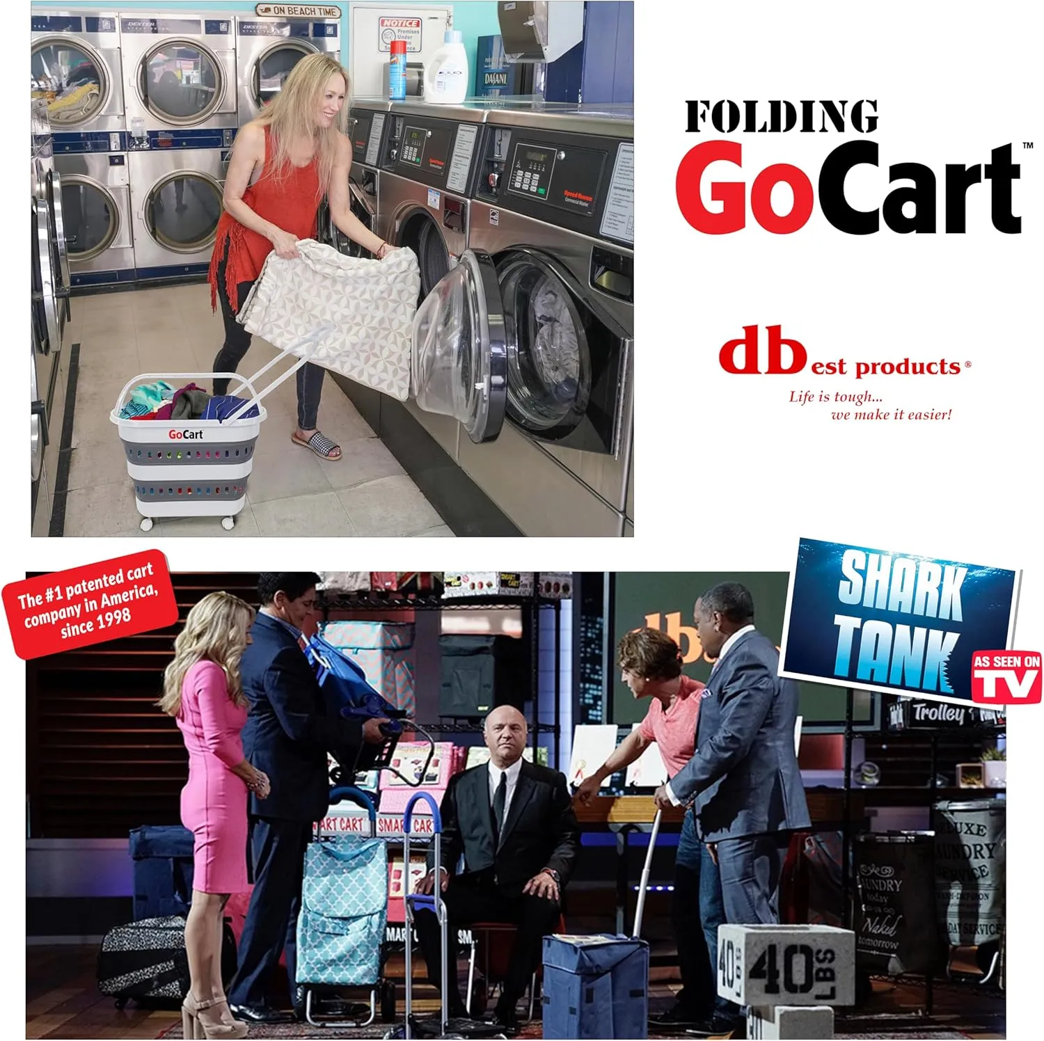 dbest products Folding Gocart Collapsible Laundry Basket on Wheels Grocery Cart Shopping Foldable Pop Up Plastic Hamper Tote Handles Cesto para ropa sucia