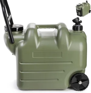 Dicunoy Large Camping Water Container with Spigot and Wheels, 7.4 Gallon Portable Water Jug with Foldable Handle, Water Storage Can for Vehicle, Outdoor, Hiking, Emergency, Hurricane Supplies,Travel