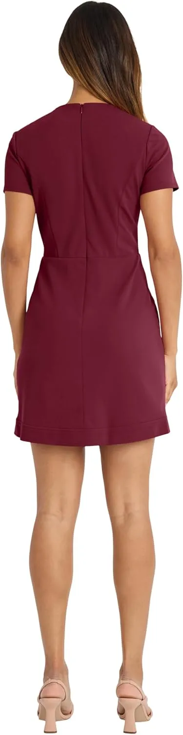 Donna Morgan Women's Jewel Neck Fit and Flare Desk to Dinner Dress Workwear Career Office Event Guest of
