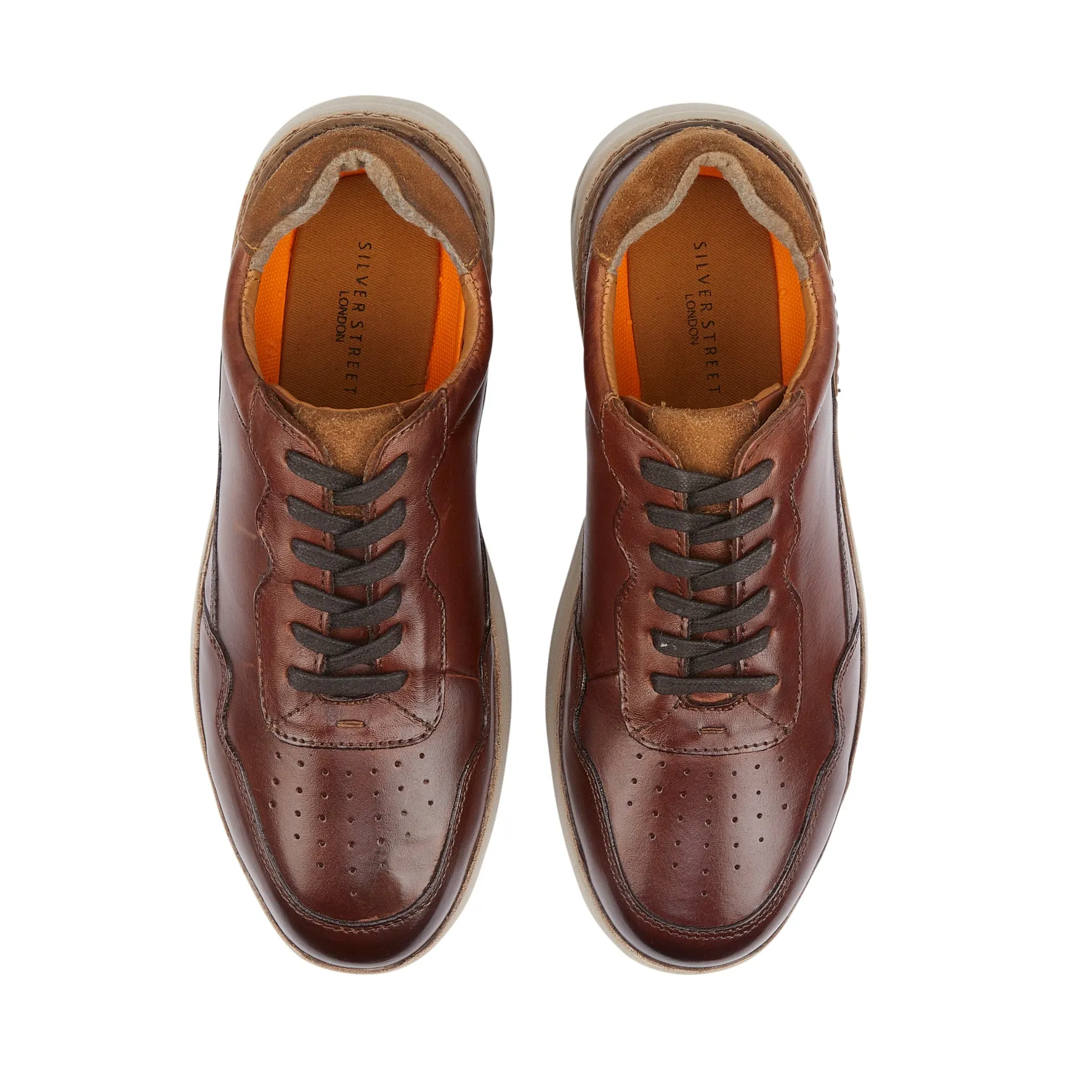 Edgware Leather Smart Casual Trainers - Cognac
