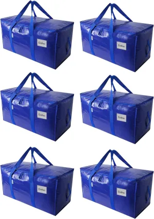 ElegantPak 6 Pack Extra Large Heavy-Duty Moving Bags with Carrying Handles & Zippers, Storage Tote for Space Saving, Folds Flat