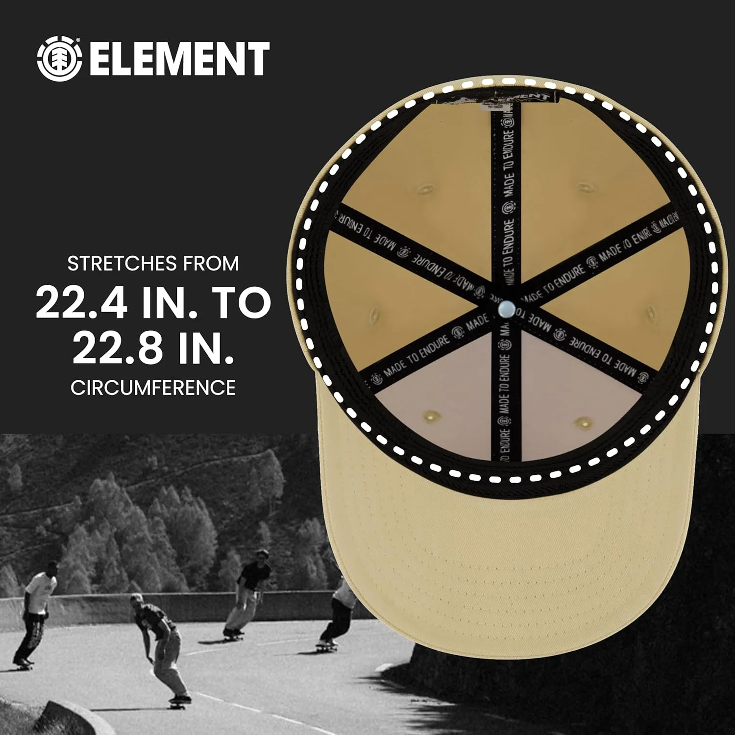 Element Baseball Hat, Adult Flex Fit Active Sport Cap with Curved Brim