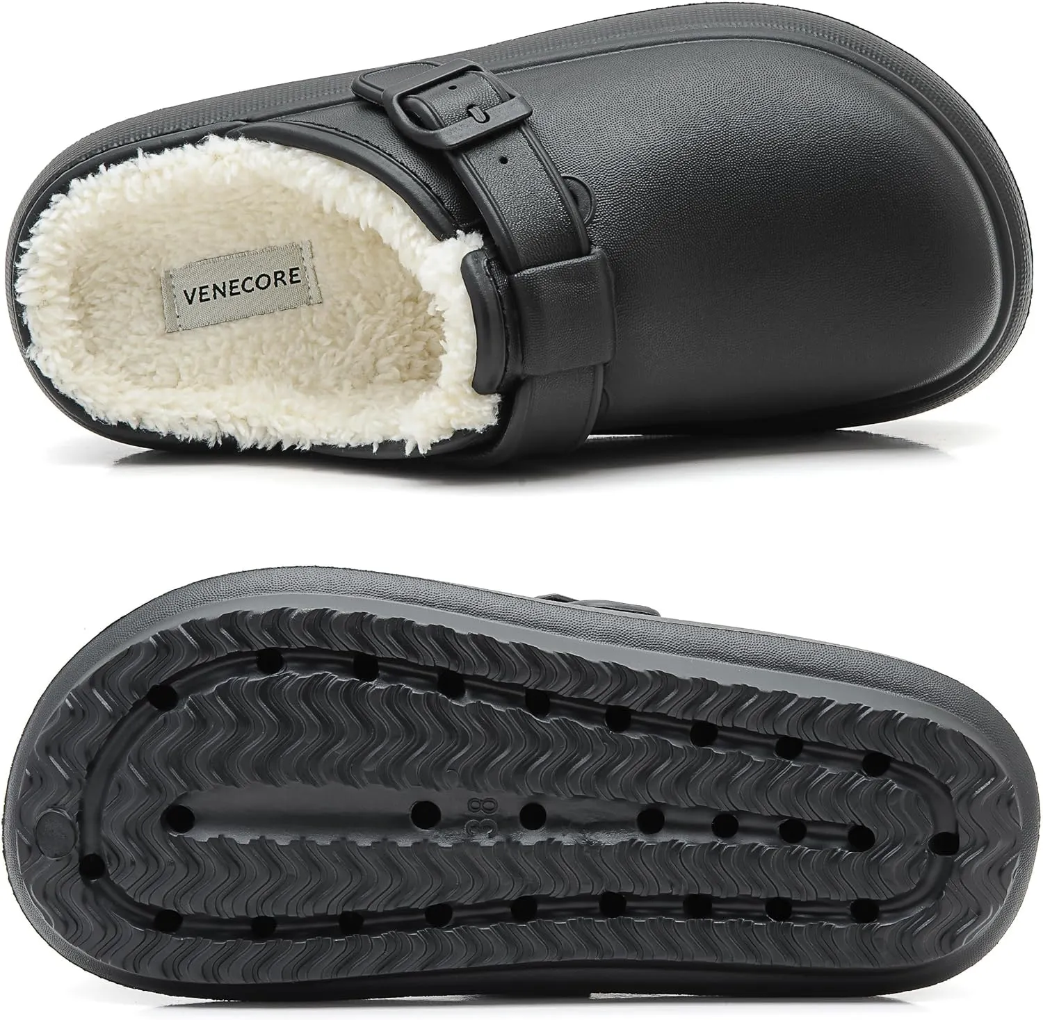 Ellis Classic Fur Lined Clogs Waterproof Winter Fuzzy Slippers for Women Men Indoor and Outdoor