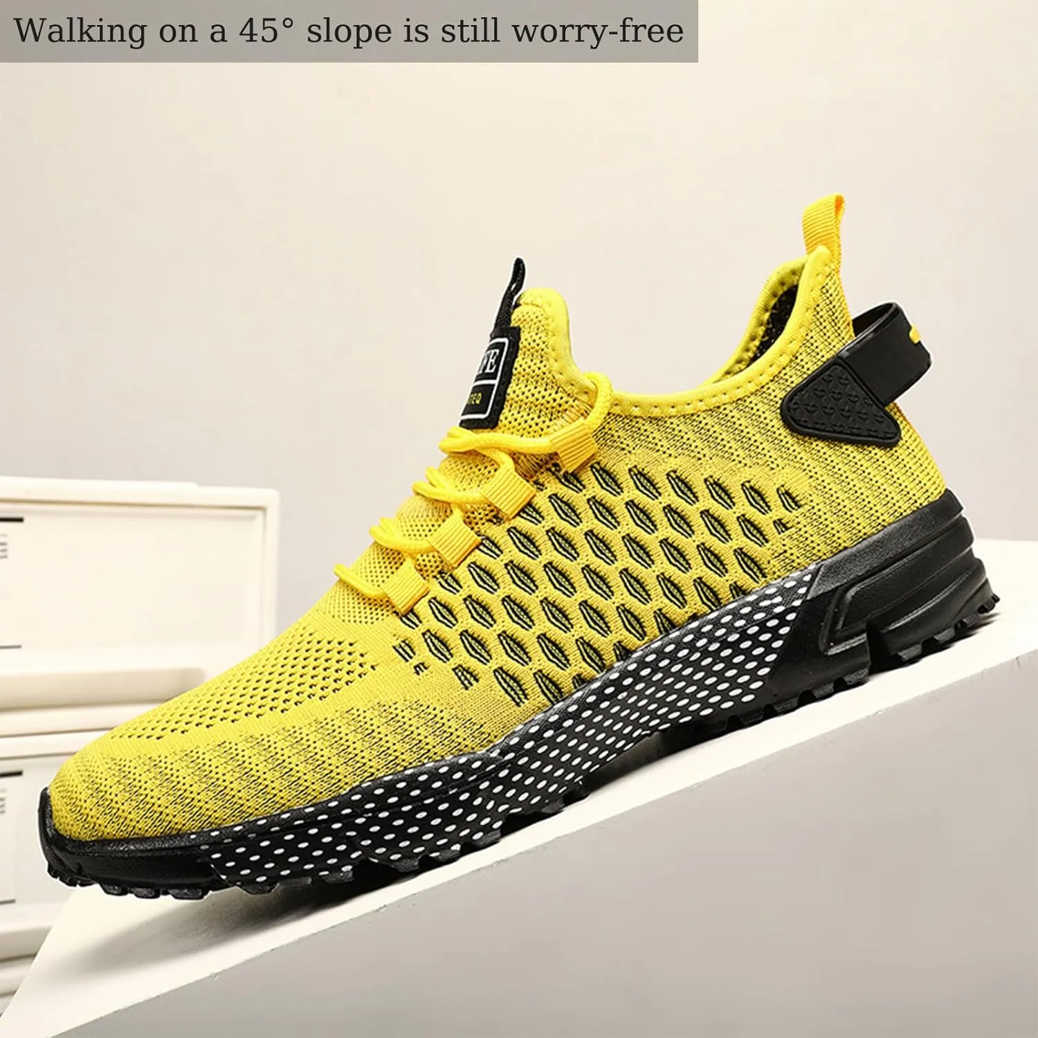 Ephirebra Men's Knitted Mesh Flat Sneakers Slip-On Lace Up Causal Low Top Walking Shoes Outdoor Trainer Comfortable Non-Slip Sport Shoes