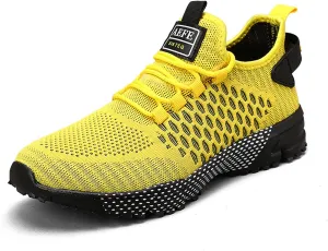 Ephirebra Men's Knitted Mesh Flat Sneakers Slip-On Lace Up Causal Low Top Walking Shoes Outdoor Trainer Comfortable Non-Slip Sport Shoes