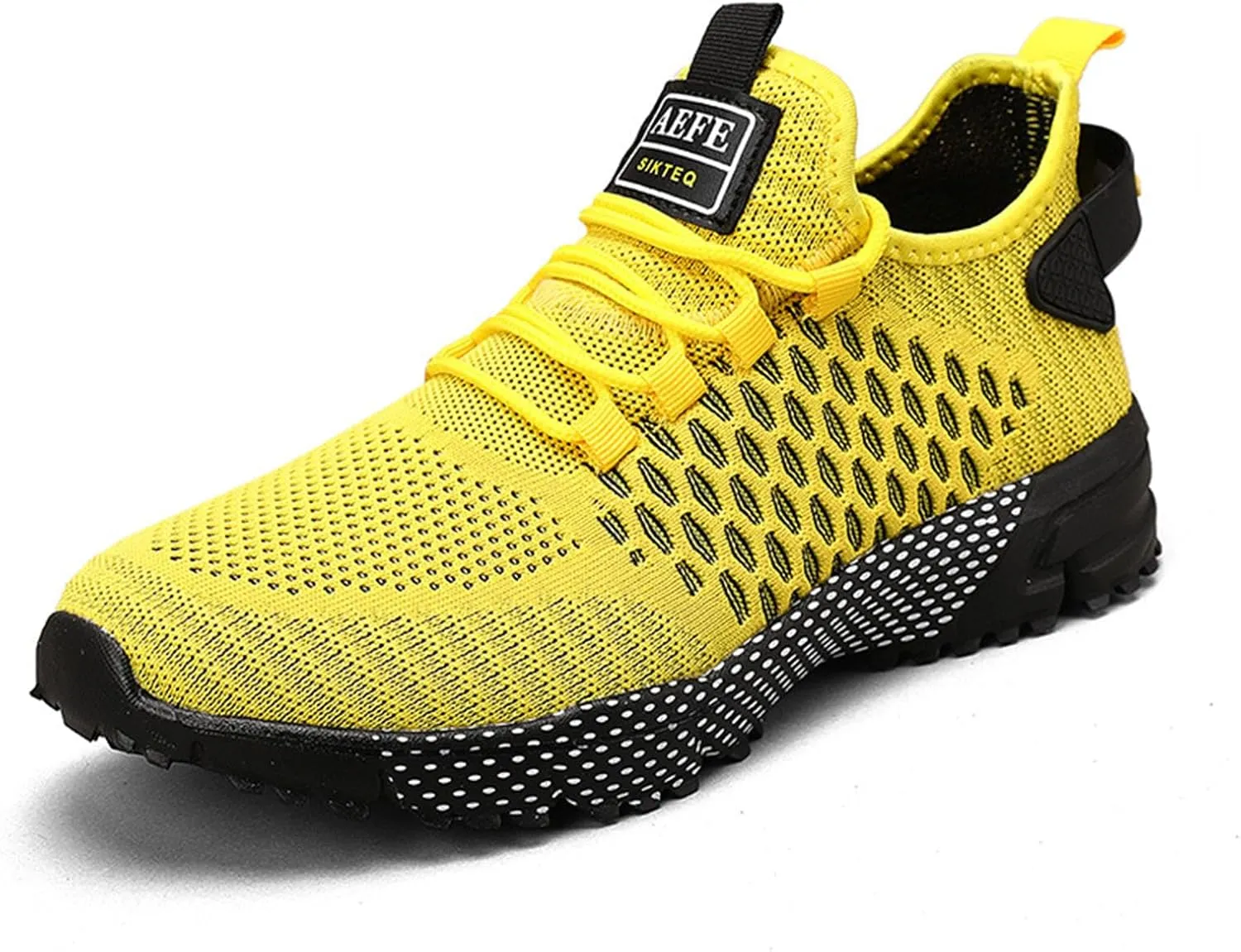 Ephirebra Men's Knitted Mesh Flat Sneakers Slip-On Lace Up Causal Low Top Walking Shoes Outdoor Trainer Comfortable Non-Slip Sport Shoes