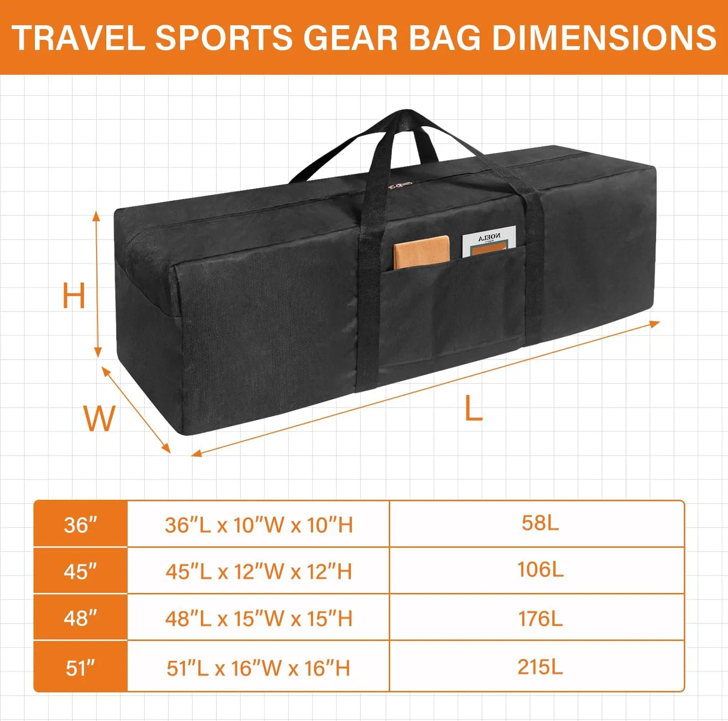 Extra Large 48" Sports Duffle Bag-Zipper Duffel Travel Sports Equipment Bag,Travel Duffel Luggage Bags with Upgrade Zipper, Sturdy & Water Resistant