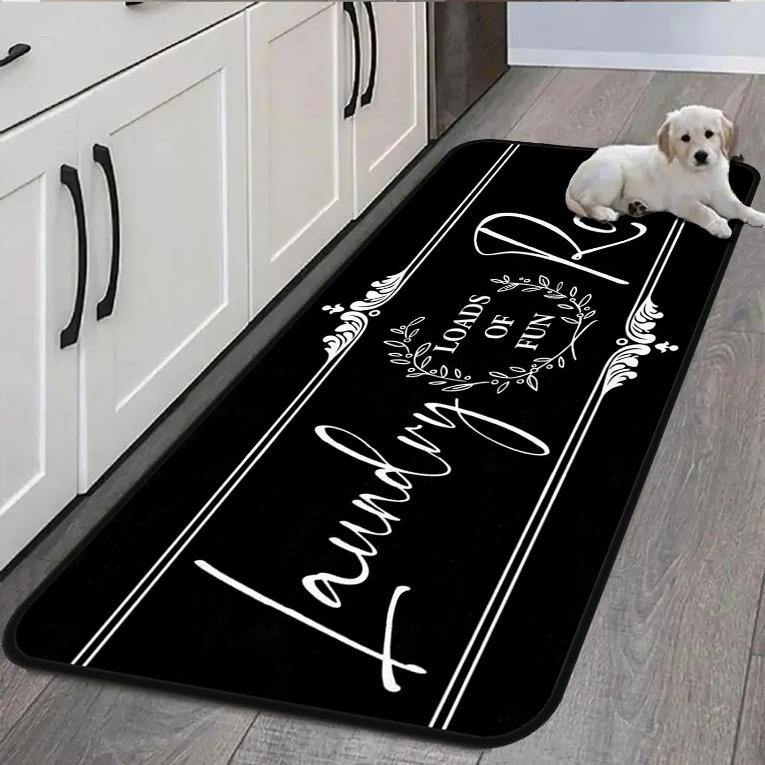 Farmhouse Laundry Room Rug Runner 24"X72" Non Slip Black Washable Floor Long Mats for Laundry Room Accessories Mudroom Kitchen Bathroom Area Rugs Decor