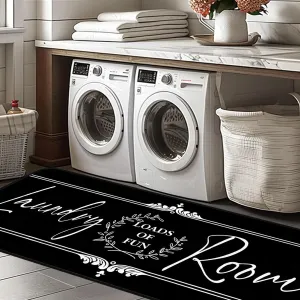 Farmhouse Laundry Room Rug Runner 24"X72" Non Slip Black Washable Floor Long Mats for Laundry Room Accessories Mudroom Kitchen Bathroom Area Rugs Decor