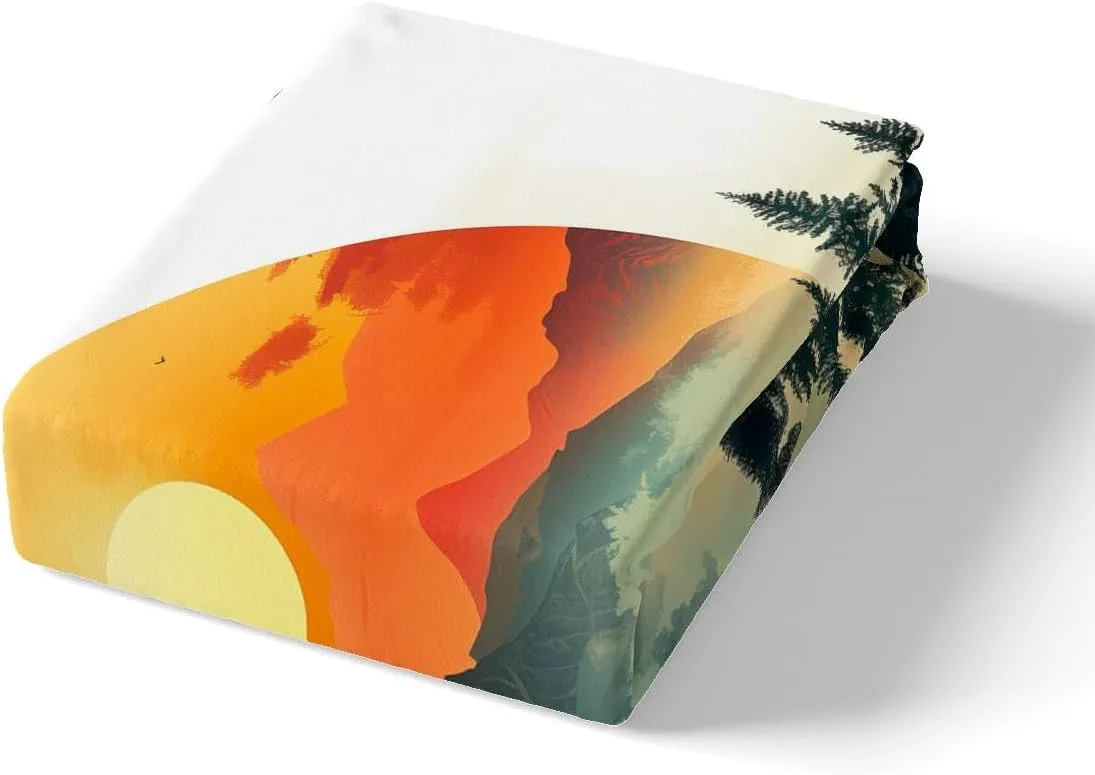 Feelyou Boys Girls Camper Bed Sheet Set Twin Size, Happy Camping Bedding Set RV Camping Fitted Sheet Kids Smoky Mountain Teens Bed Cover Bedroom Decor Lightweight Bed Set (No Flat Sheet)