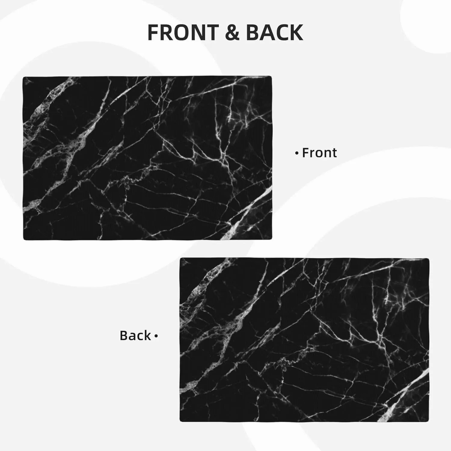 Fiokroo Black with White Marble Placemats Set of 6 Table Mats Table Tableware Place Mats with Non-Slip Heat-Resistant Washable for Dining Home Kitchen Party Indoor