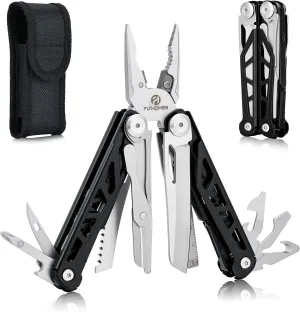 FLYHOMES Multitool 16-in-1 Multi tool Pliers with Springs Scissors Screwdriver and Saw… Gift for men Professional for Camping Survival Tools and Outdoor Adventures (Black)