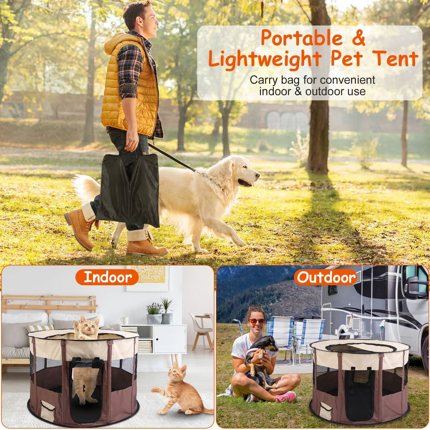 Foldable Dog Playpen with Carry Bag – Portable & Waterproof