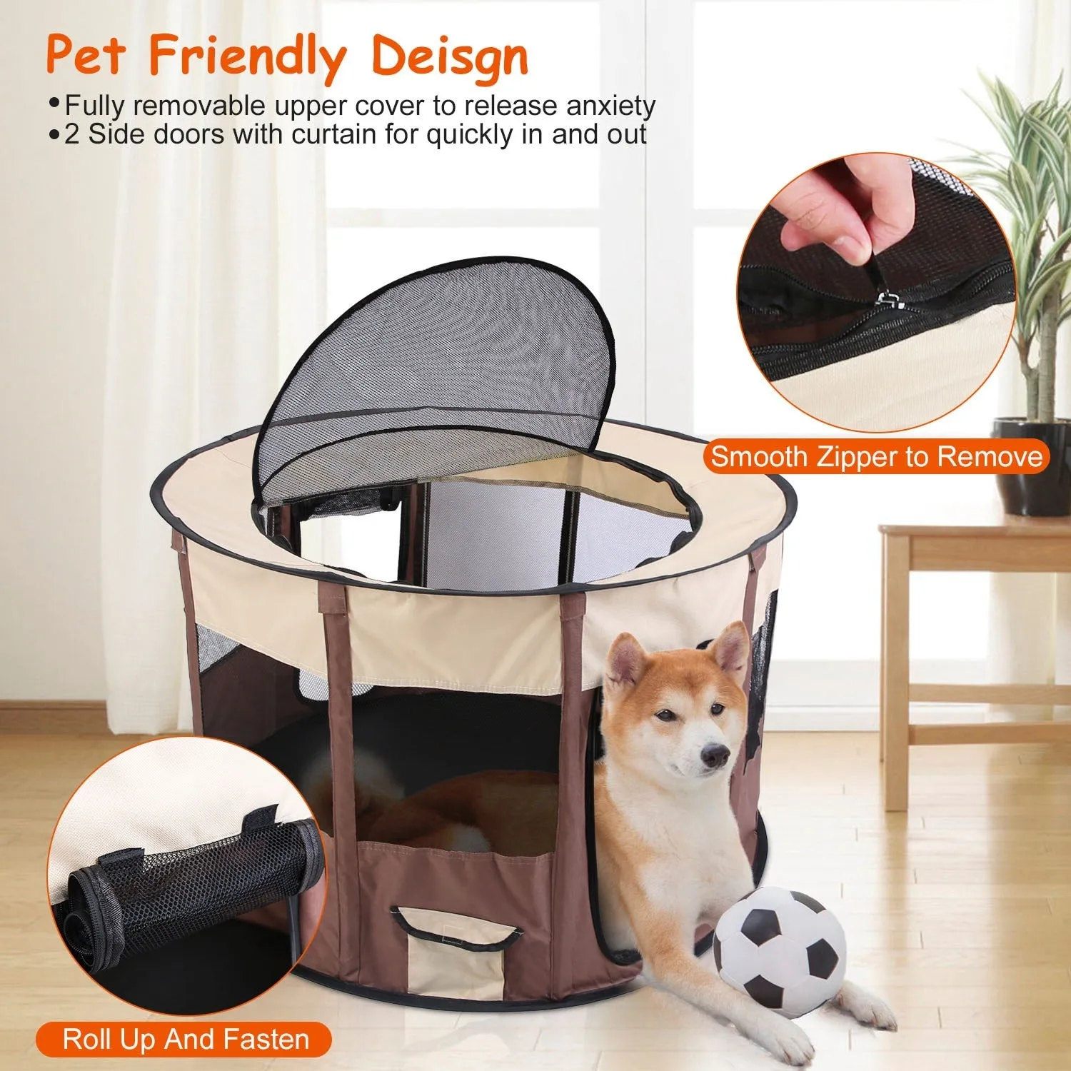 Foldable Dog Playpen with Carry Bag – Portable & Waterproof