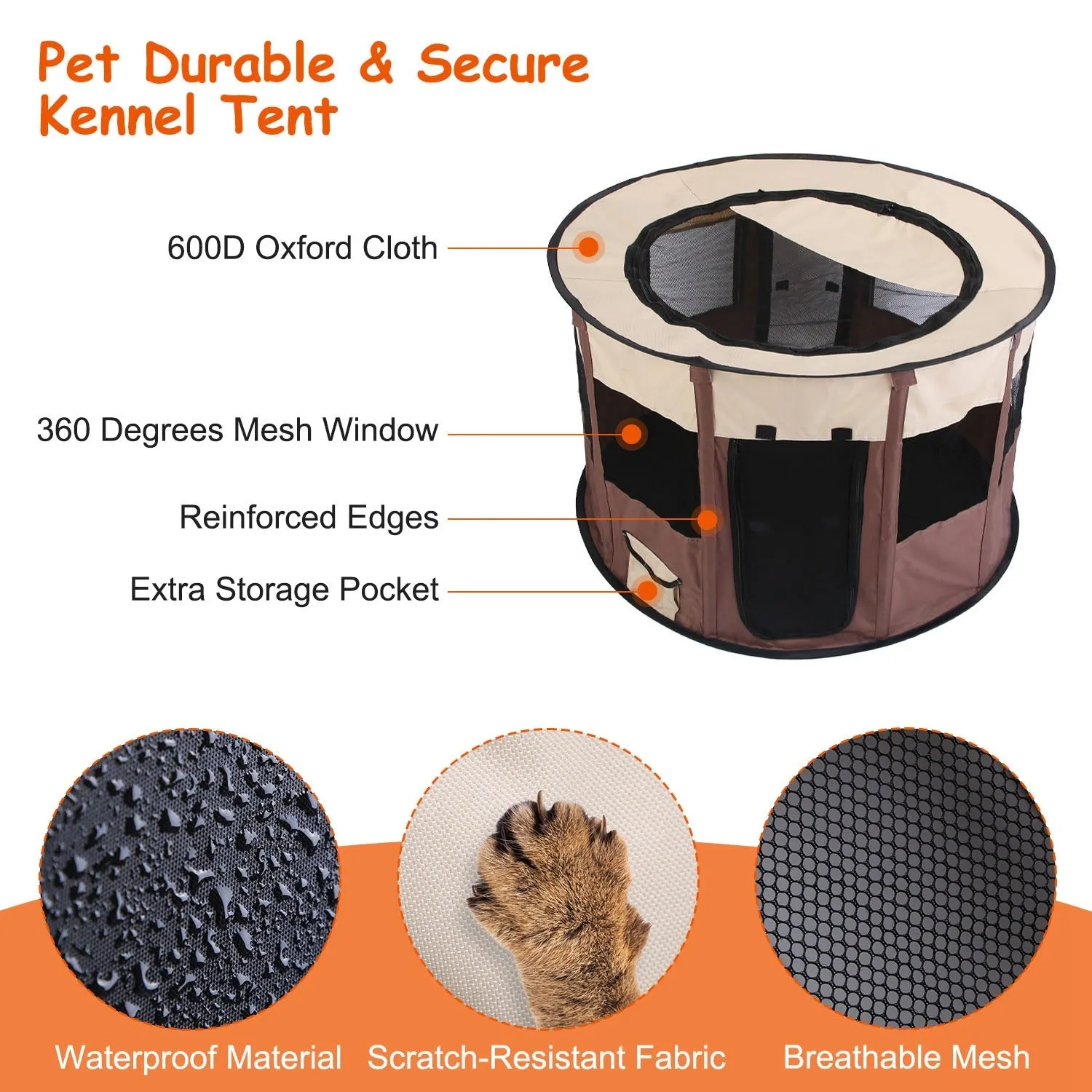 Foldable Dog Playpen with Carry Bag – Portable & Waterproof