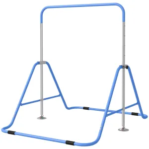 Foldable Gymnastics Bar for Kids, Expandable Gymnastics Equipment with Adjustable Height for Boys Girls, Blue