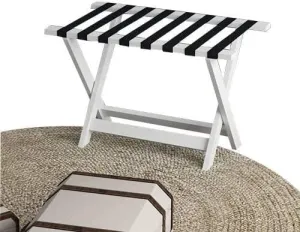 Foldable Luggage Rack for Hotel Guest Room, Suitcase Stand Solid Wood Foldable Travel Bag Floor-Standing Nylon Bandage Hotel Movable (Color : Black, Size : 60x45x50cm) (White 60x41x49cm) (White