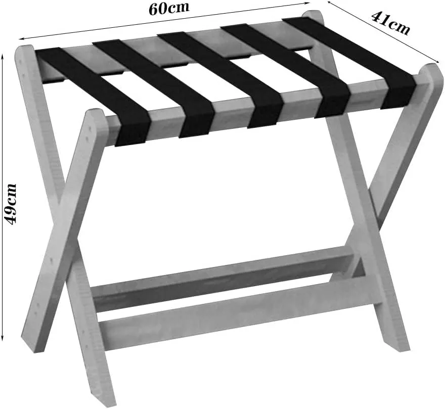 Foldable Luggage Rack for Hotel Guest Room, Suitcase Stand Solid Wood Foldable Travel Bag Floor-Standing Nylon Bandage Hotel Movable