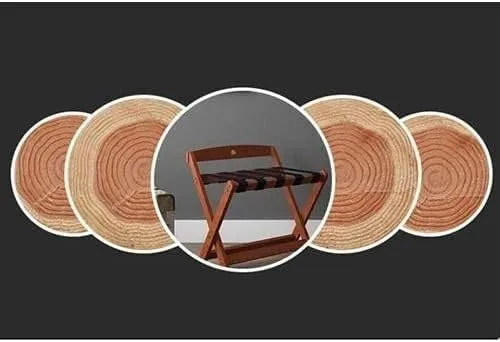 Foldable Luggage Rack for Hotel Guest Room, Suitcase Stand Solid Wood Foldable Travel Bag Floor-Standing Nylon Bandage Hotel Movable