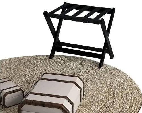 Foldable Luggage Rack for Hotel Guest Room, Suitcase Stand Solid Wood Foldable Travel Bag Floor-Standing Nylon Bandage Hotel Movable