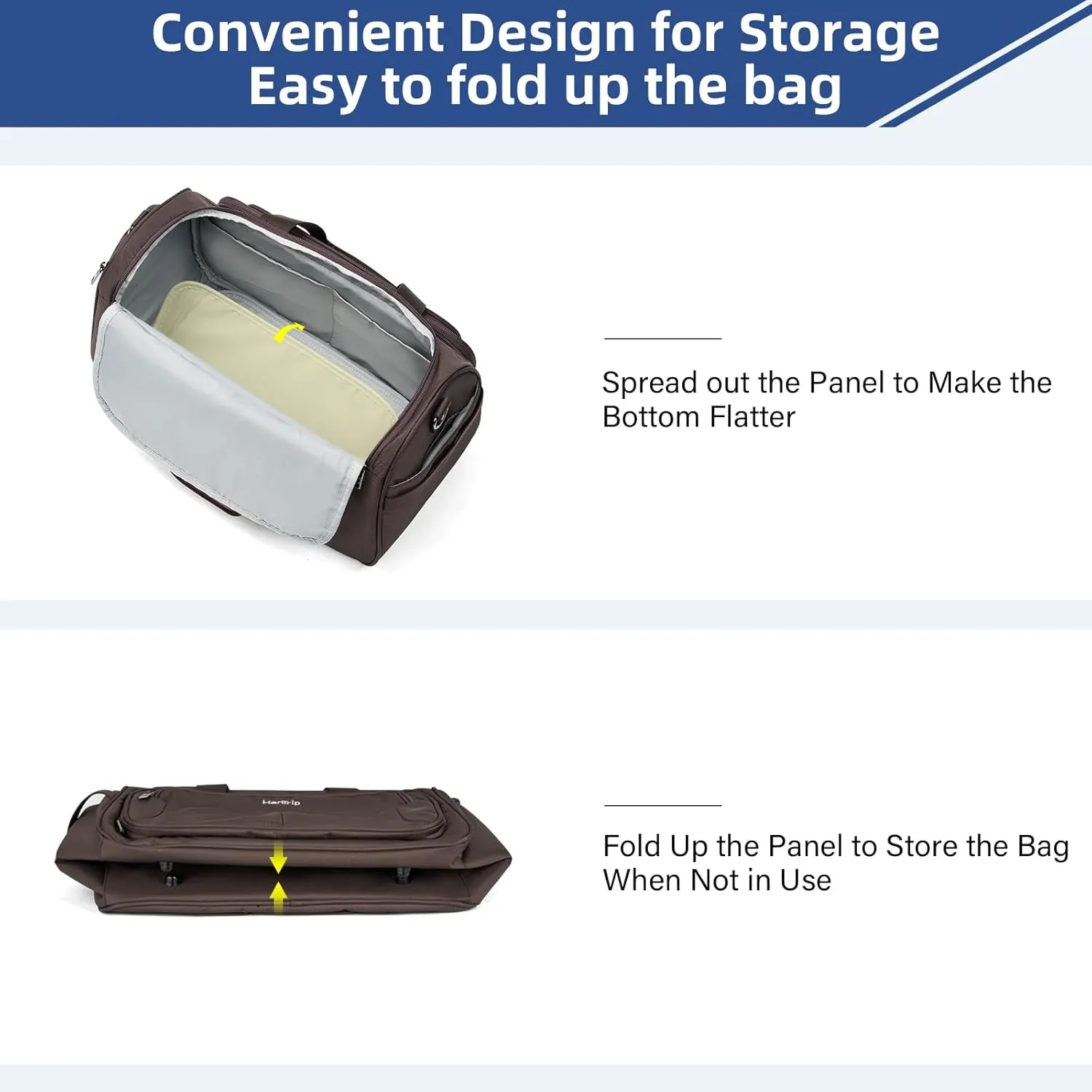 Foldable Underseat Carry On Luggage Bags for Travel Lightweight Overnight Weekender Bag for Women Men Travel Tote Bag (Coffee)