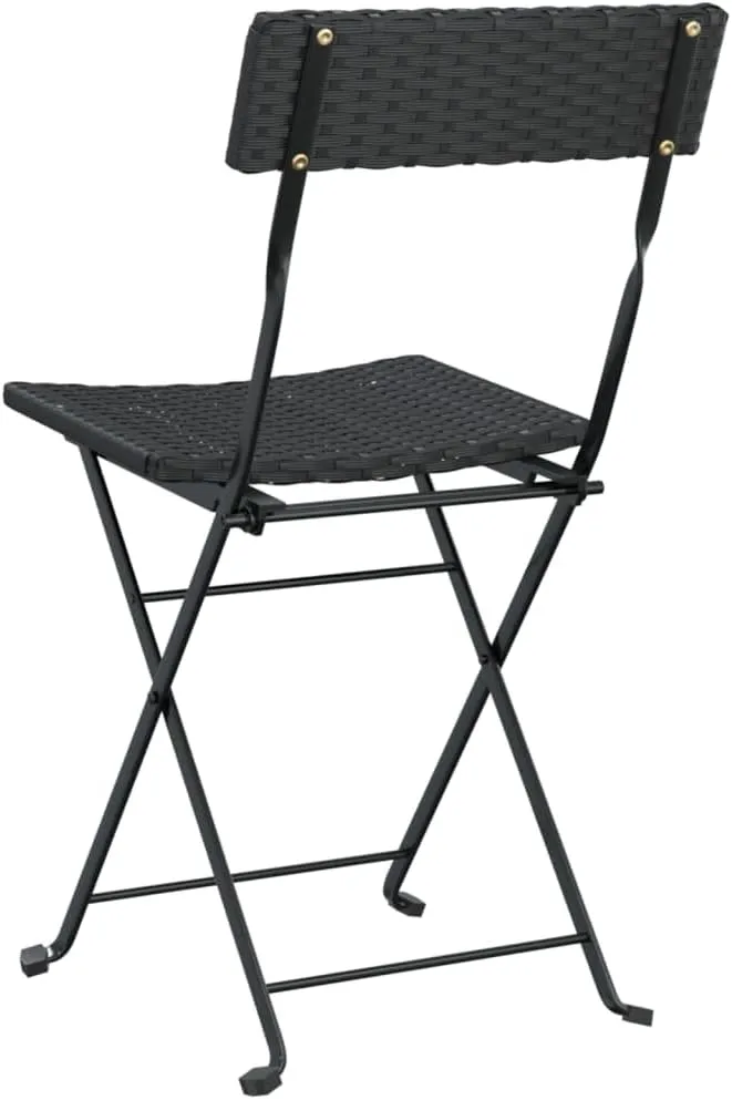 Folding Bistro Chairs 2 Pack Black PE Rattan and Steel Outdoor Patio Furniture for Garden Pool Beach Camping