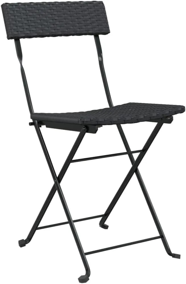 Folding Bistro Chairs 2 Pack Black PE Rattan and Steel Outdoor Patio Furniture for Garden Pool Beach Camping