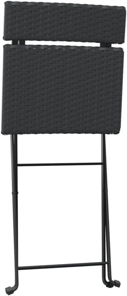 Folding Bistro Chairs 2 Pack Black PE Rattan and Steel Outdoor Patio Furniture for Garden Pool Beach Camping