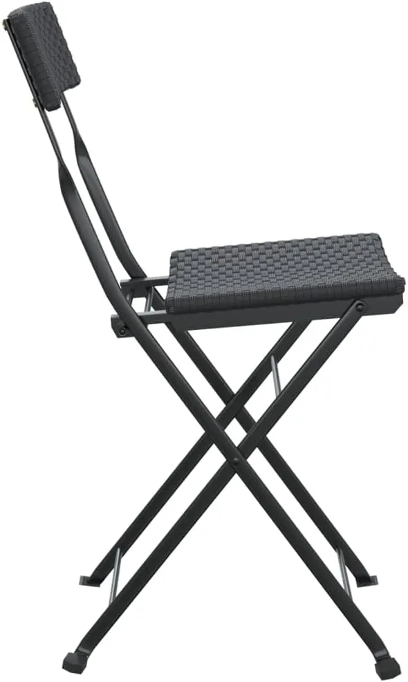 Folding Bistro Chairs 2 Pack Black PE Rattan and Steel Outdoor Patio Furniture for Garden Pool Beach Camping