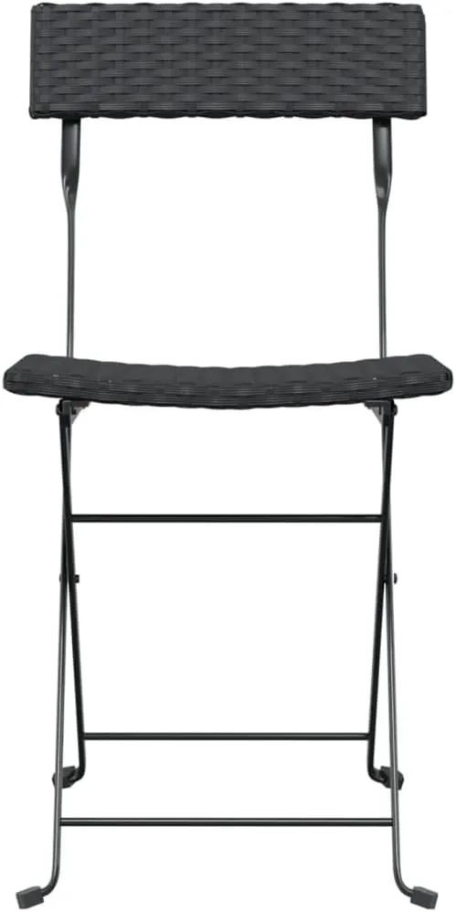 Folding Bistro Chairs 2 Pack Black PE Rattan and Steel Outdoor Patio Furniture for Garden Pool Beach Camping