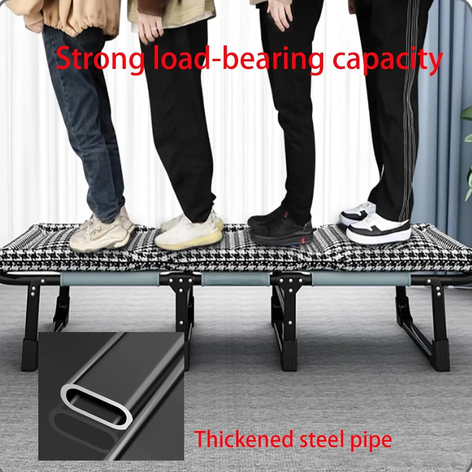 Folding Camping Cot with Mattresses 4-Level Adjustment of Backrest Portable Foldable Bed Provide A Comfortable Rest for Camping, Home, Office, No Installation Required(Gray,190 * 68 * 30cm)