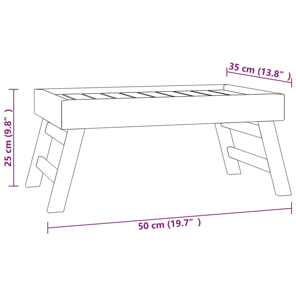 Folding Tray 21.7"x13.8"x9.8" Solid Wood Teak