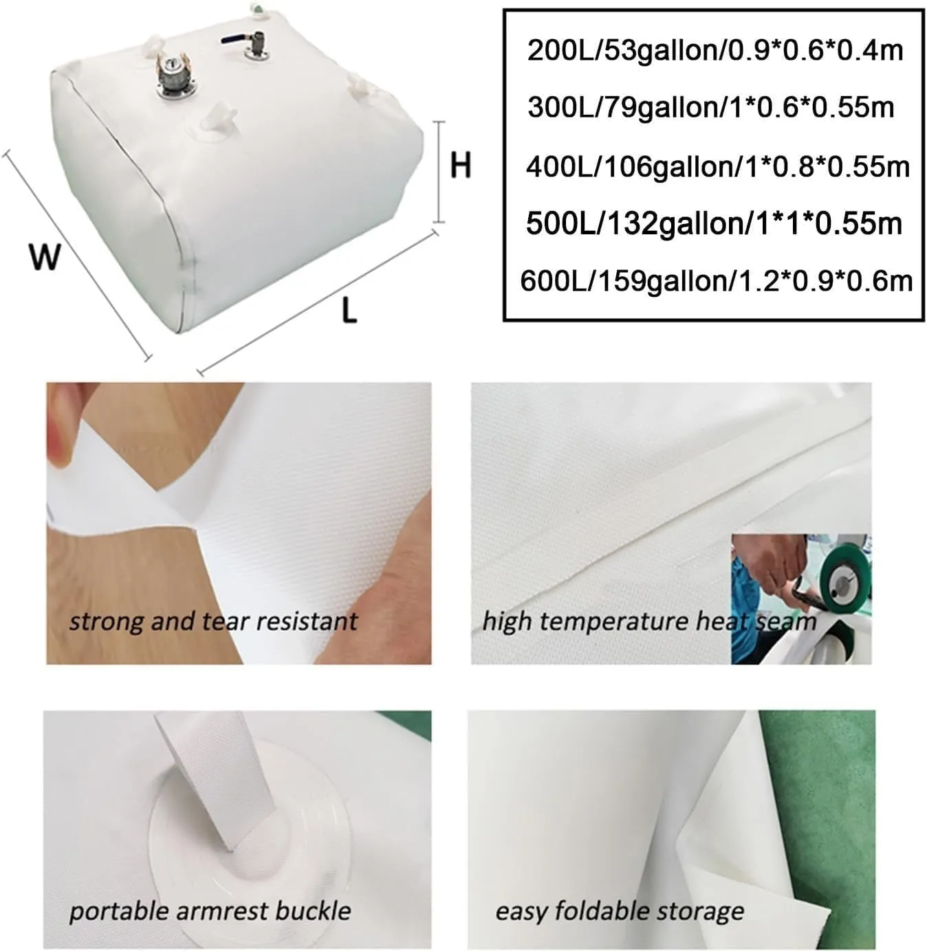 Fuel Bladder Outdoor Petrol Storage Bag, Foldable Transfer Tank Emergency Tanks for Extended Range Fishing, Boating,Yachting, Sailing, Ferrying, Marine Cruising Trips Motor Sport Racing(0.9*0.6*0.4m/2