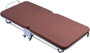 Generic Portable Folding Bed with Mattress 5 Adjustable Backrests Folding Camping Cot for Adults with High Rebound Cotton Filling Perfect for Camping(Brown,188 * 110 * 28cm)