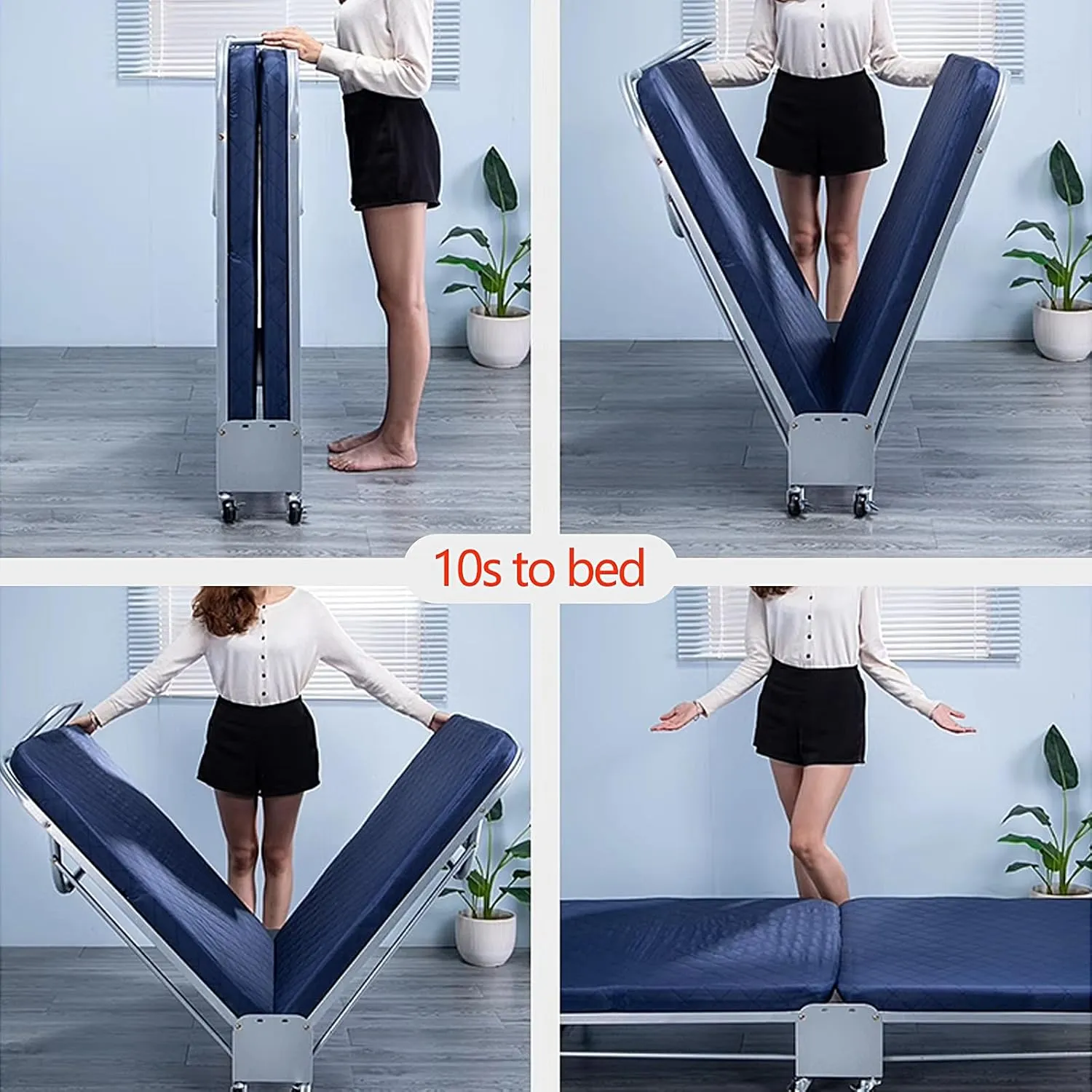 Generic Portable Folding Bed with Mattress 5 Adjustable Backrests Folding Camping Cot for Adults with High Rebound Cotton Filling Perfect for Camping(Brown,188 * 110 * 28cm)