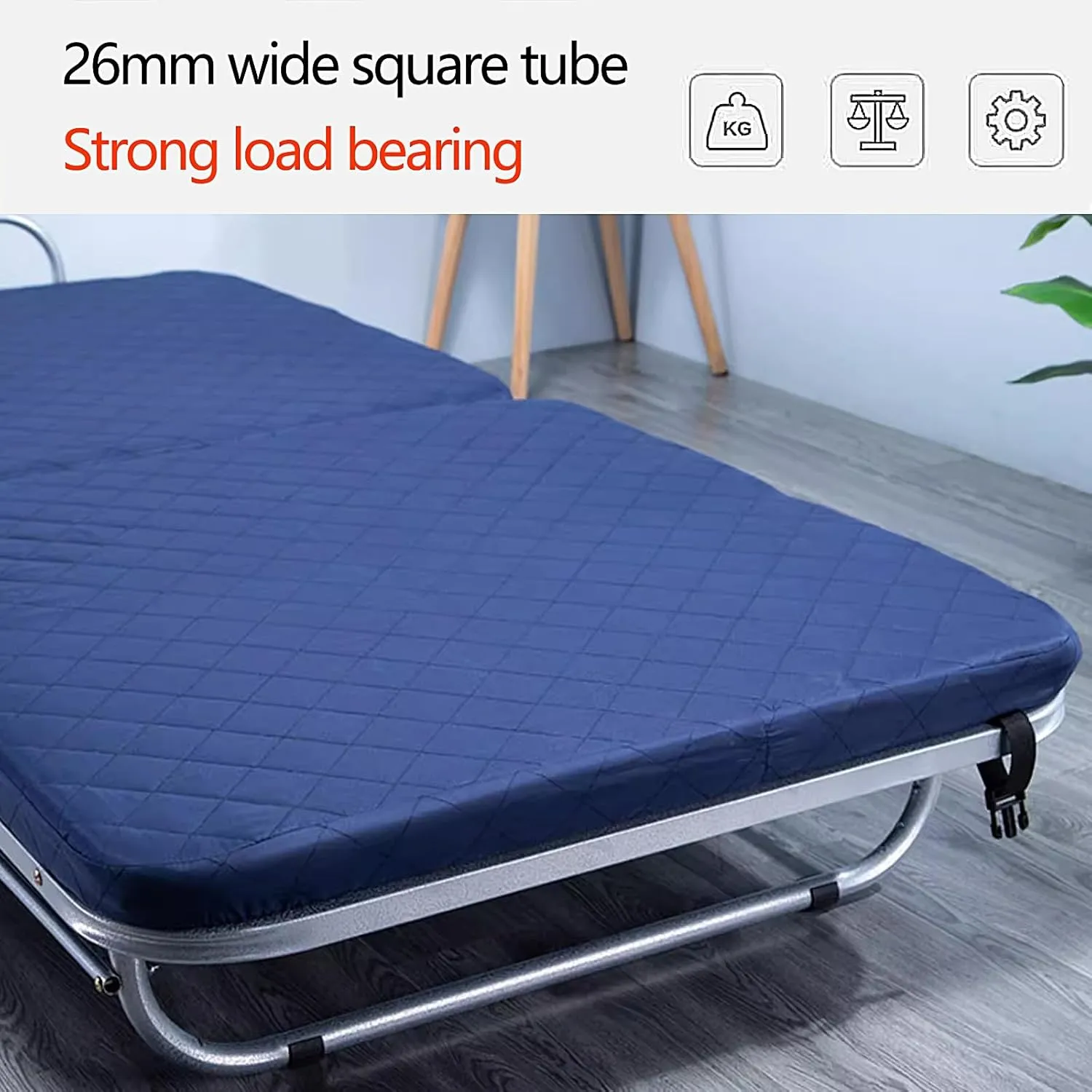 Generic Portable Folding Bed with Mattress 5 Adjustable Backrests Folding Camping Cot for Adults with High Rebound Cotton Filling Perfect for Camping(Brown,188 * 110 * 28cm)