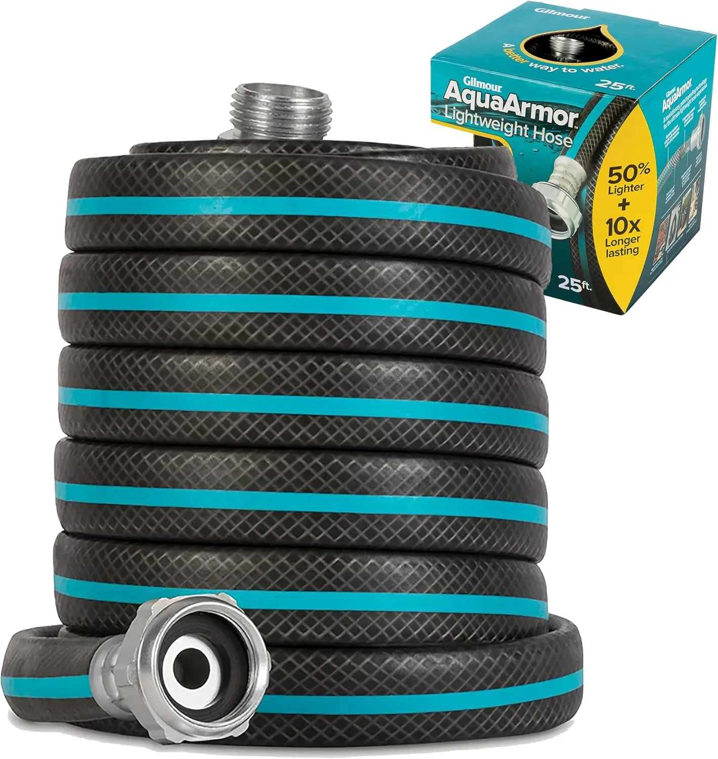 Gilmour AquaArmor Garden Hose, Lightweight, Kink Free, Drinking Water Safe, 1/2" x 25'