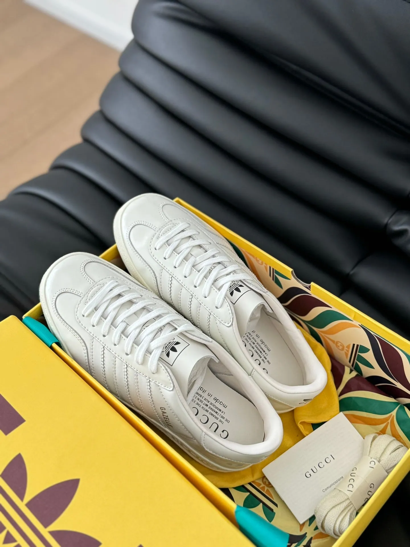 Hassle-free CALFSKIN GG GAZELLE & WHITE ADIDAS Gucci SNEAKER Energy-efficient