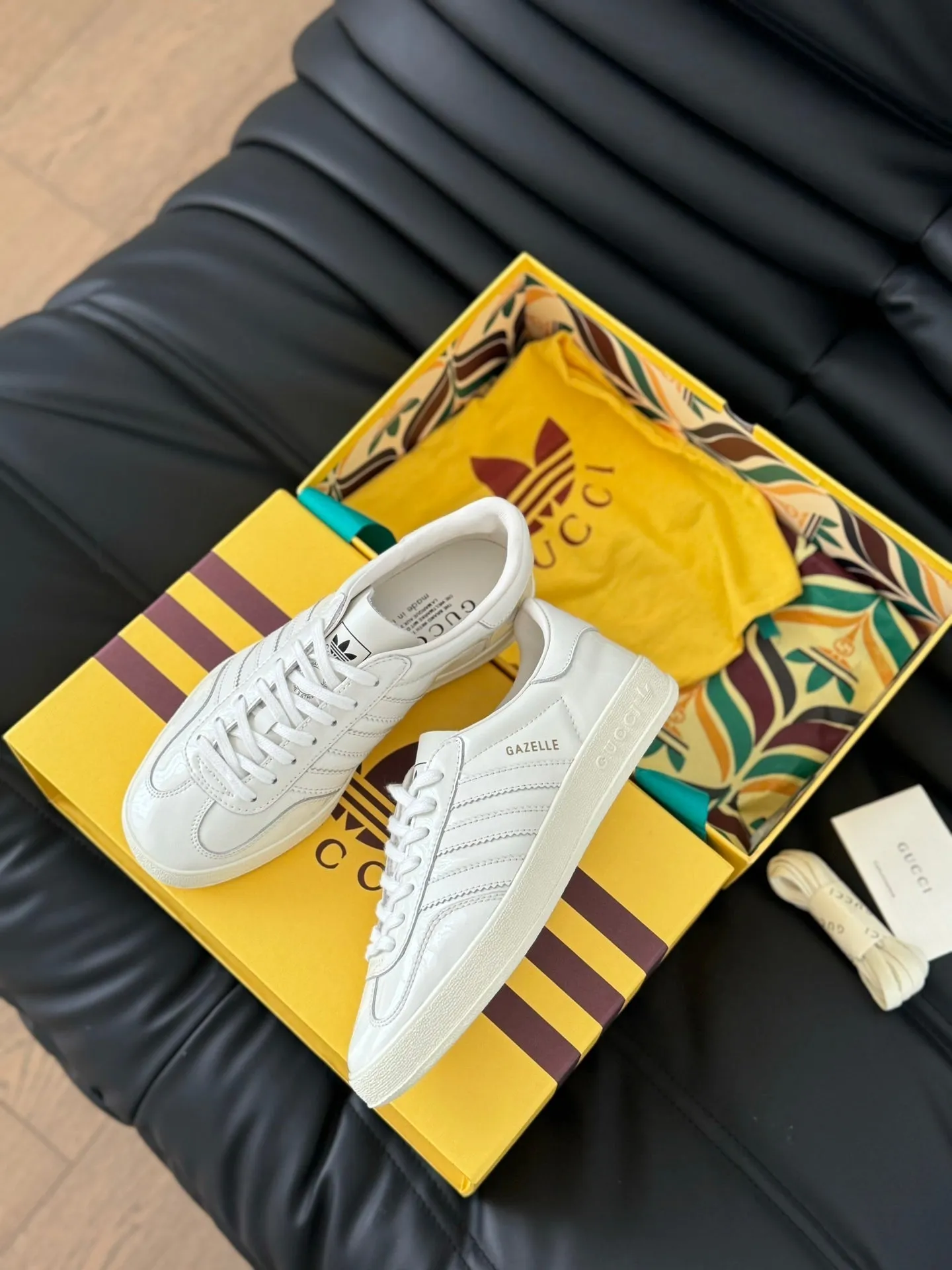 Hassle-free CALFSKIN GG GAZELLE & WHITE ADIDAS Gucci SNEAKER Energy-efficient