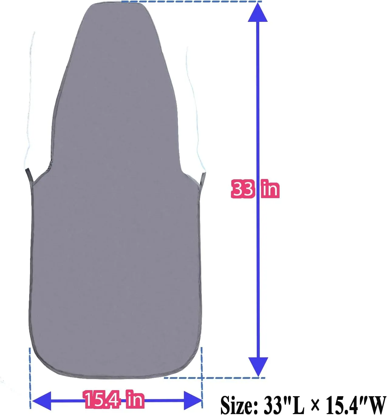 Heat-Resistant Ironing Board Cover - Waterproof, Non-Slip, Machine-Washable Cotton Pad for Drawer Foldable Boards 12x32 Inch, Durable & Easy-Change Design (Dark Gray)