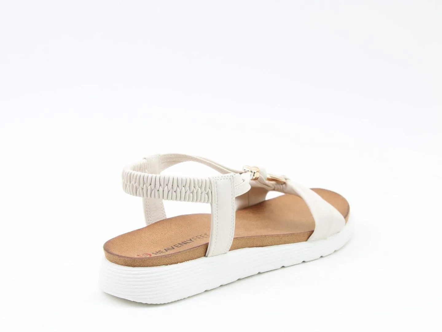 Heavenly Feet Ladies Campari2 White Lightweight Vegan Low Wedge Sandals