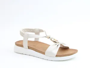 Heavenly Feet Ladies Campari2 White Lightweight Vegan Low Wedge Sandals