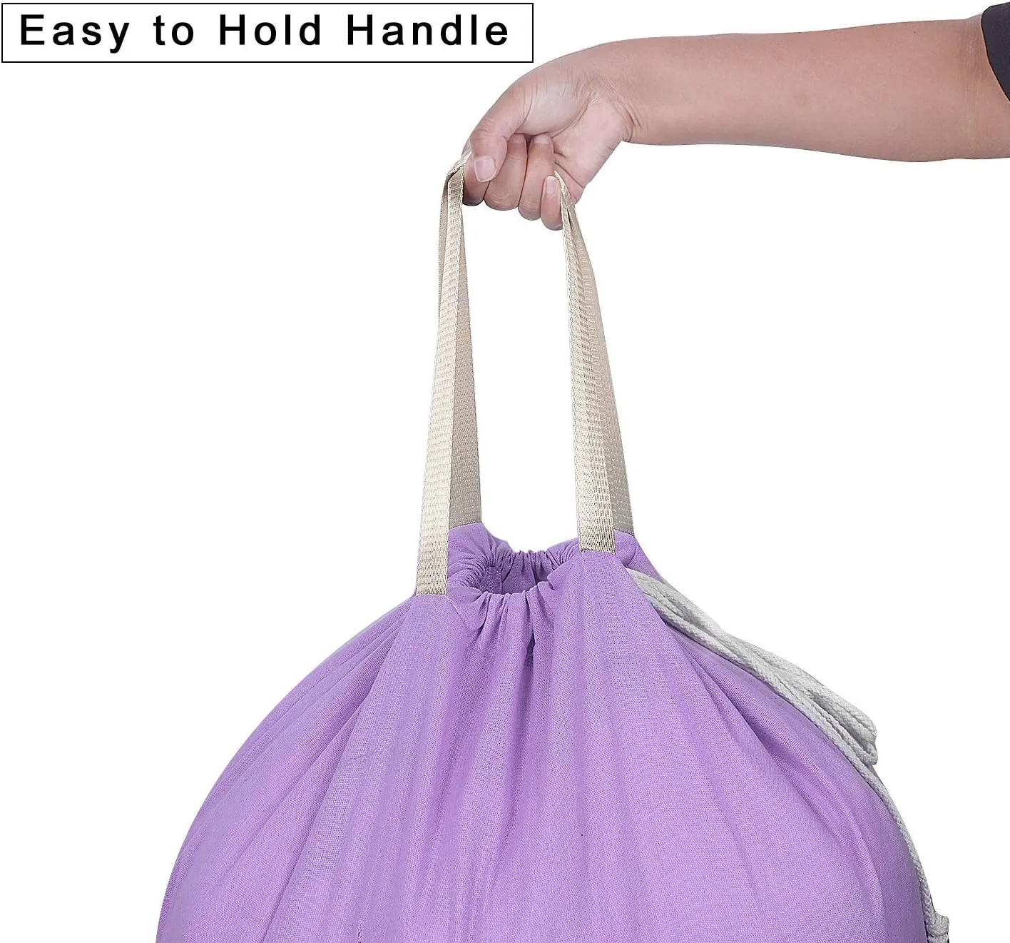 Heavy Duty Laundry Bag with Drawstring and Handle, Extra Large Travel Dirty Clothes Bag for Laundromat and Household, Durable Rip-Stop Laundry Hamper Liner, 28 x 40 Inch, Purple