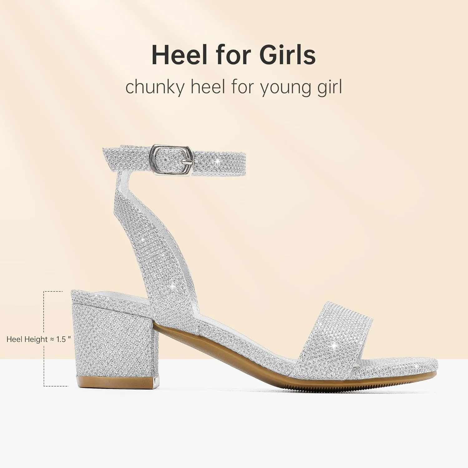 High Heels for Kids Open Toe Dress Shoes for Girls Ankle Strap Pump Shoes Flower Girl Sandals Wedding Party for Little Big Kids