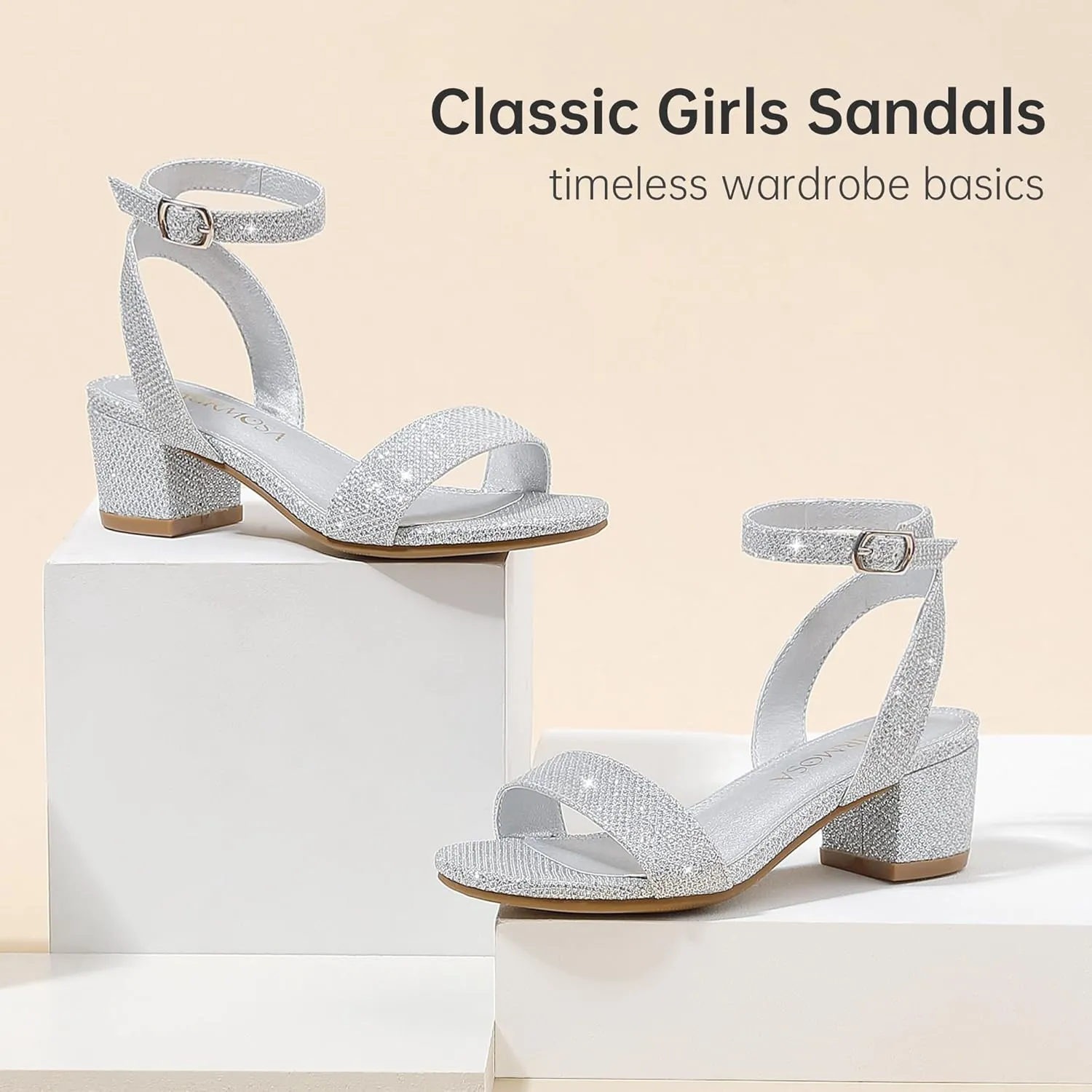 High Heels for Kids Open Toe Dress Shoes for Girls Ankle Strap Pump Shoes Flower Girl Sandals Wedding Party for Little Big Kids