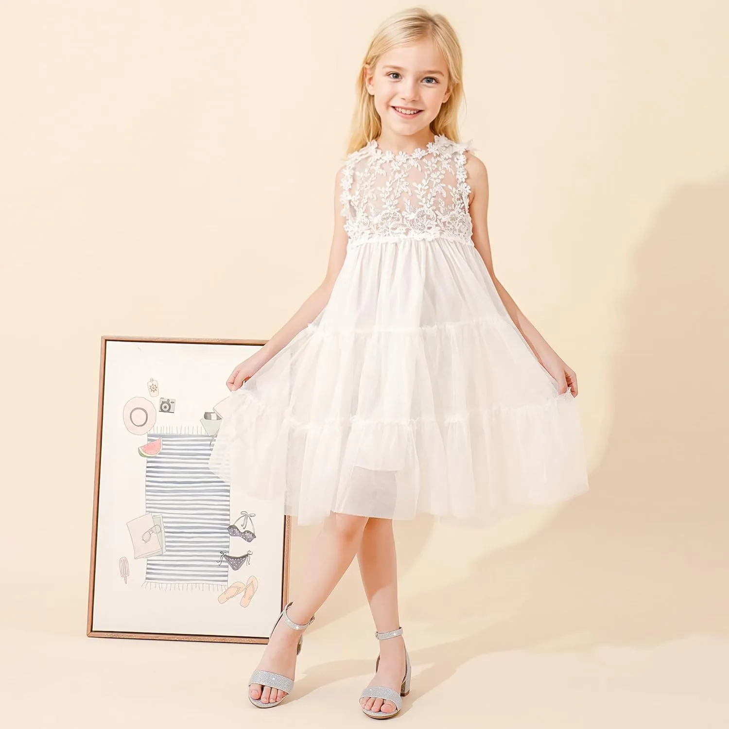 High Heels for Kids Open Toe Dress Shoes for Girls Ankle Strap Pump Shoes Flower Girl Sandals Wedding Party for Little Big Kids
