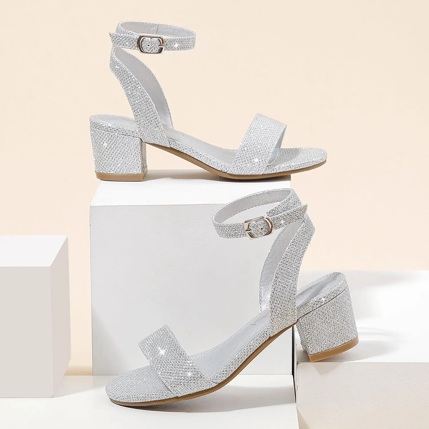 High Heels for Kids Open Toe Dress Shoes for Girls Ankle Strap Pump Shoes Flower Girl Sandals Wedding Party for Little Big Kids