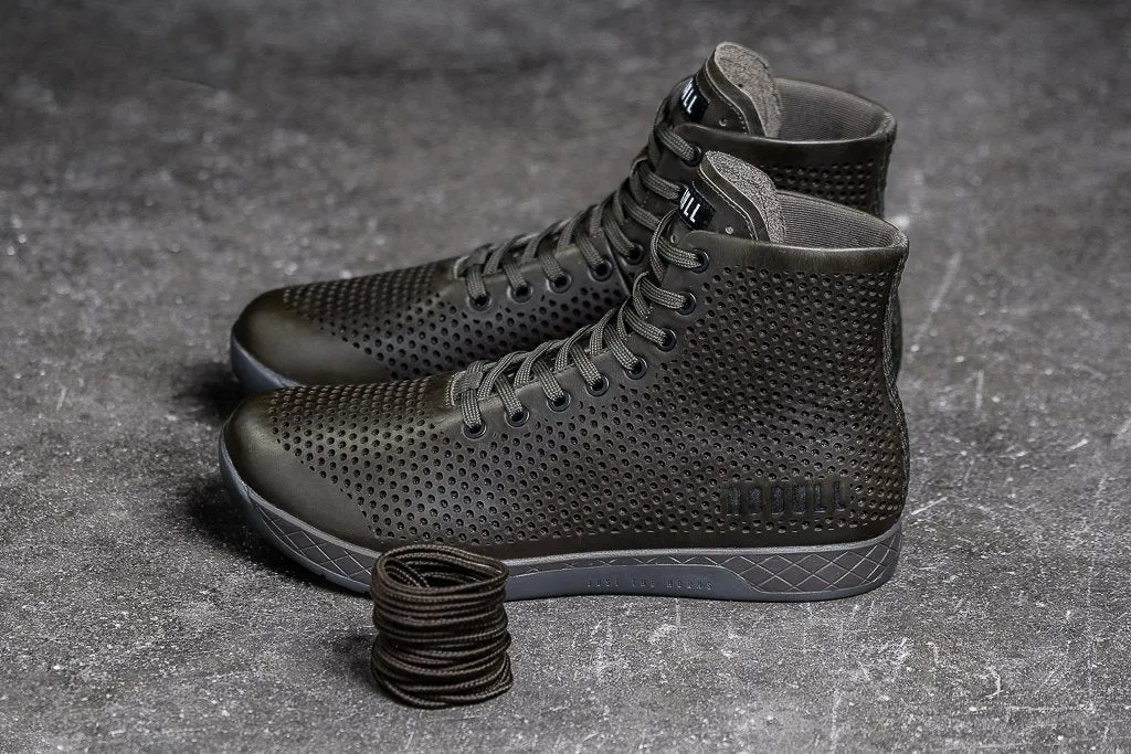 HIGH-TOP OLIVE LEATHER TRAINER (MEN'S)