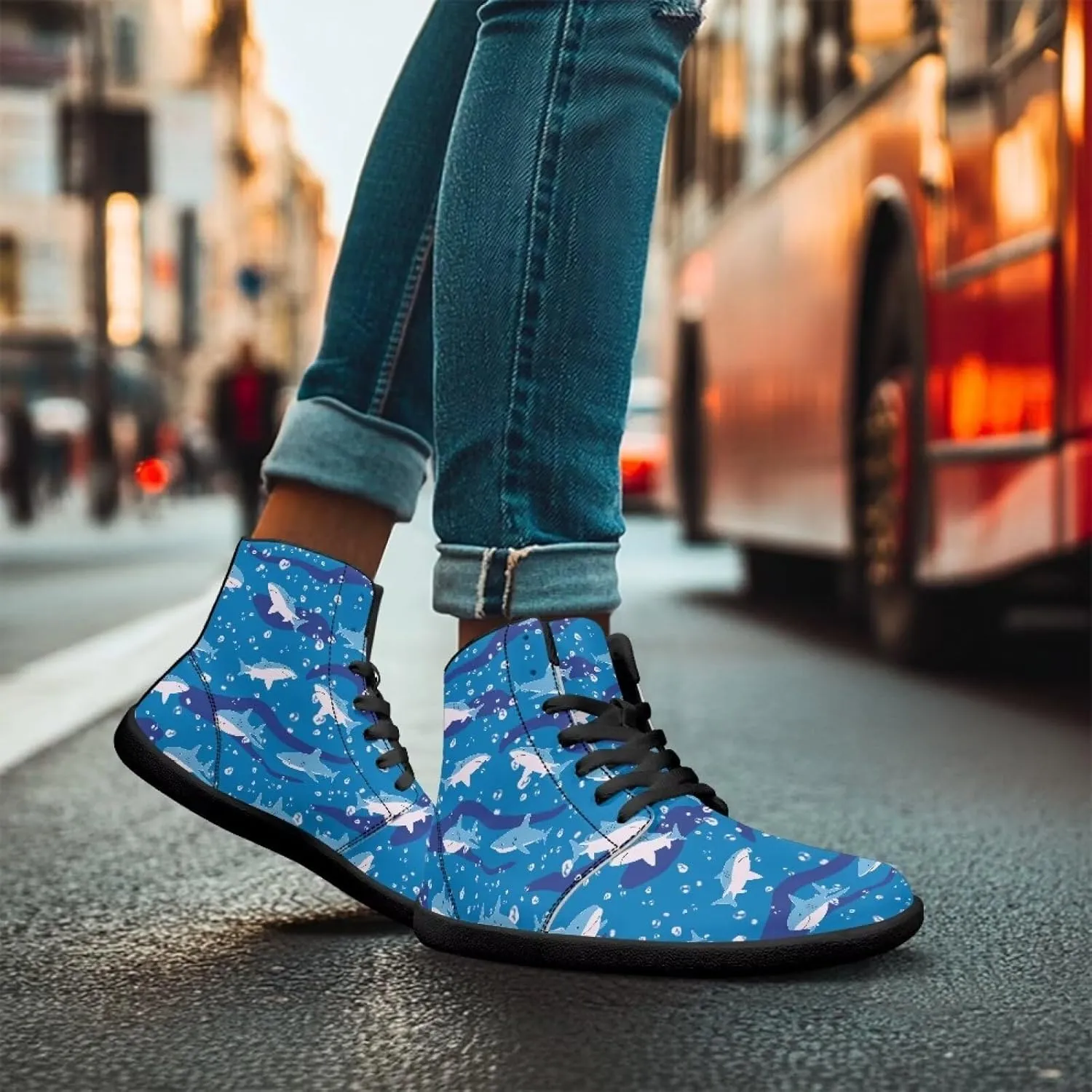 High Top Sneakers Women's Minimalist Barefoot Shoes | Zero Drop Sole | Wide Width Fashion Sneaker Size 36-48
